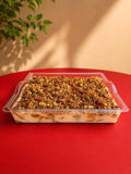 Sharing-size batata dessert topped with croquant and pistachios